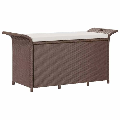 Eleganz Gartenbank mit Kissen Braun 116x46x57 cm - Poly Rattan mit PE-Rattan-Optik & pulverbeschichtetem Stahl - Langlebig & Wetterfest - Perfekt für Garten, Terrasse oder Balkon von Eleganz