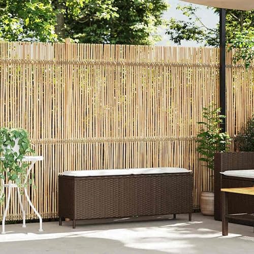Eleganz Gartenbank mit Kissen Grau 110x30x40,5 cm - PE Rattan & pulverbeschichteter Stahl - Wetterfest & bequem für Terrasse & Garten - Moderne Gartensitzmöbel von Eleganz