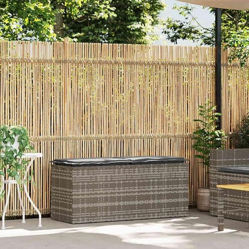 Eleganz Gartenbank mit Kissen Grau 110x40x44 cm - PE Rattan & pulverbeschichteter Stahl - Wetterfest & bequem - Perfekt für Garten, Terrasse oder Balkon von Eleganz
