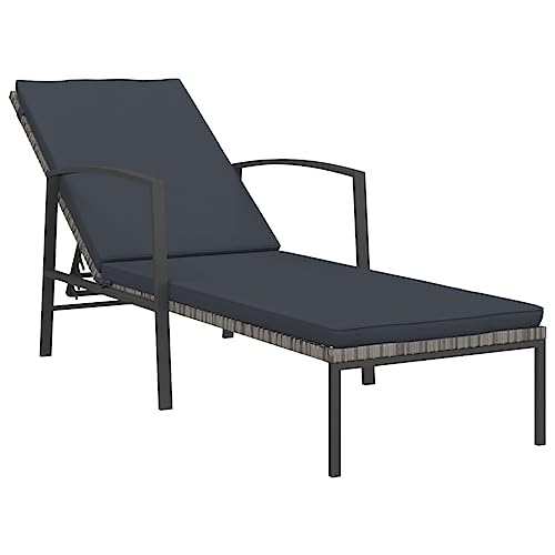 Eleganz Gartenbett aus Poly Rattan mit Pulverbeschichtetem Stahl - Graue Sonnenliege mit Auflage für Terrasse und Garten - Langlebig und Wetterfest von Eleganz