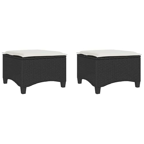 Eleganz Gartenhocker 2er Set Schwarz mit Kissen - Poly Rattan 55x55x36 cm - Langlebig & Bequem für Terrasse, Balkon oder Garten - Moderne Outdoor Sitzgruppe Eleganz Gartenhocker 2er Set Schwarz mit Kissen - Poly Rattan 55x55x36 cm - Langlebig & Bequem für Terrasse, Balkon oder Garten - Moderne Outdoor Sitzgruppe von Eleganz