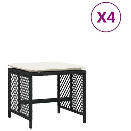 Eleganz Gartenhocker 4er Set Schwarz mit Kissen - Poly Rattan 41x41x36 cm - Langlebig & Bequem für Terrasse, Balkon oder Garten - Moderne Outdoor Sitzgruppe Eleganz Gartenhocker 4er Set Schwarz mit Kissen - Poly Rattan 41x41x36 cm - Langlebig & Bequem für Terrasse, Balkon oder Garten - Moderne Outdoor Sitzgruppe von Eleganz