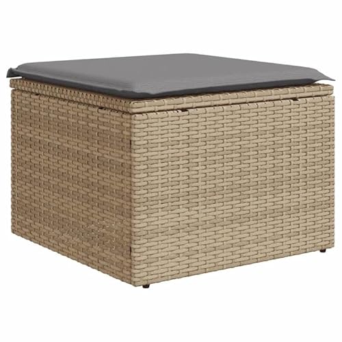 Eleganz Gartenhocker mit Kissen – Beige 55x55x37 cm aus Poly Rattan – Leichter & Wetterfester Hocker für Garten, Terrasse oder Balkon – Bequemes Sitzkissen inklusive Eleganz Gartenhocker mit Kissen – Beige 55x55x37 cm aus Poly Rattan – Leichter & Wetterfester Hocker für Garten, Terrasse oder Balkon – Bequemes Sitzkissen inklusive von Eleganz