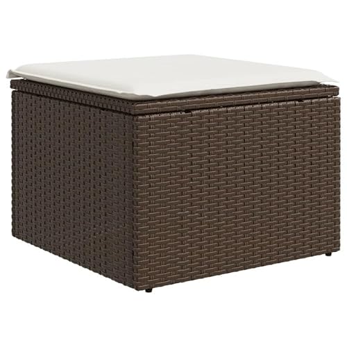 Eleganz Gartenhocker mit Kissen Braun 55x55x37 cm - Bequemer Poly Rattan Hocker für Garten, Terrasse und Balkon - Wetterfest & Langlebig Eleganz Gartenhocker mit Kissen Braun 55x55x37 cm - Bequemer Poly Rattan Hocker für Garten, Terrasse und Balkon - Wetterfest & Langlebig von Eleganz