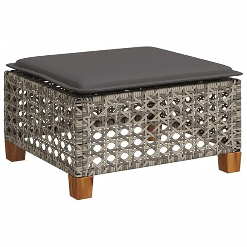 Eleganz Gartenhocker mit Kissen – Grauer Poly Rattan Hocker 63,5x56x32 cm – Wetterfest & Bequem für Garten, Terrasse und Balkon – Moderner Outdoor Hocker mit Polster Eleganz Gartenhocker mit Kissen – Grauer Poly Rattan Hocker 63,5x56x32 cm – Wetterfest & Bequem für Garten, Terrasse und Balkon – Moderner Outdoor Hocker mit Polster von Eleganz