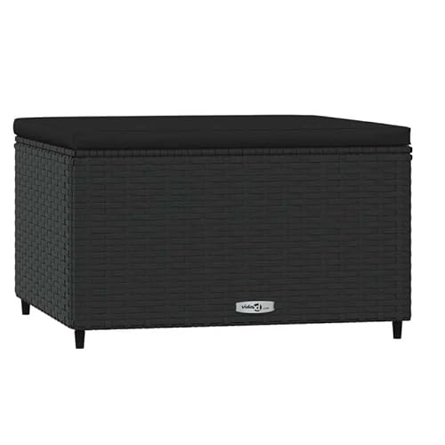 Eleganz Gartenhocker mit Kissen Schwarz Poly Rattan - Komfortabler Hocker für Garten, Terrasse und Balkon - Wetterfest & pflegeleicht - Modernes Design für Outdoor-Entspannung Eleganz Gartenhocker mit Kissen Schwarz Poly Rattan - Komfortabler Hocker für Garten, Terrasse und Balkon - Wetterfest & pflegeleicht - Modernes Design für Outdoor-Entspannung von Eleganz