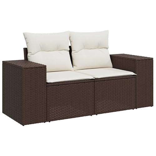 Eleganz Gartensofa 2-Sitzer Braun PE-Rattan mit Kissen - Pulverbeschichteter Stahl - Langlebiges Gartensitzmöbel für Terrasse & Garten - Gemütliches Sofa für Outdoor-Entspannung Eleganz Gartensofa 2-Sitzer Braun PE-Rattan mit Kissen - Pulverbeschichteter Stahl - Langlebiges Gartensitzmöbel für Terrasse & Garten - Gemütliches Sofa für Outdoor-Entspannung von Eleganz