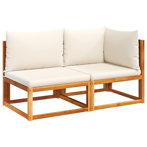 Eleganz Gartensofa 2-Sitzer aus massivem Akazienholz & PE-Rattan - Wetterfestes Gartensitzmöbel mit Kissen für Terrasse und Garten - Gemütliches Relaxen im Freien von Eleganz