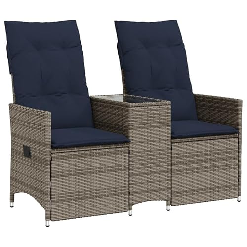 Eleganz Gartensofa 2-Sitzer verstellbar mit Tisch - Graues PE-Rattan & pulverbeschichteter Stahl - Gartensitzmöbel für Terrasse & Garten - Gehärtetes Glas Tisch - Wetterfest & langlebig Eleganz Gartensofa 2-Sitzer verstellbar mit Tisch - Graues PE-Rattan & pulverbeschichteter Stahl - Gartensitzmöbel für Terrasse & Garten - Gehärtetes Glas Tisch - Wetterfest & langlebig von Eleganz