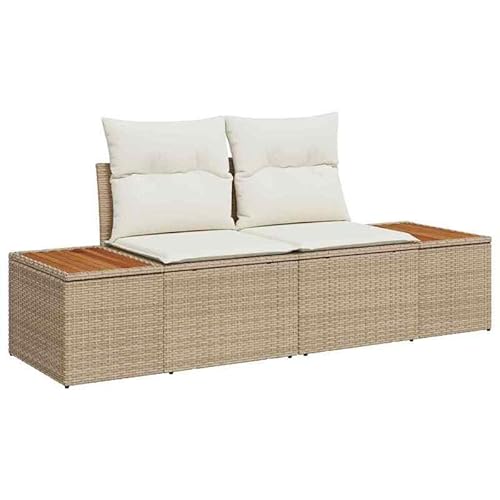 Eleganz Gartensofa aus Poly-Rattan 184x62x85cm Beige - Langlebiges und Wetterfestes Gartensitzmöbel für Terrasse und Garten - Bequemes Outdoor-Sofa in Modernem Design von Eleganz