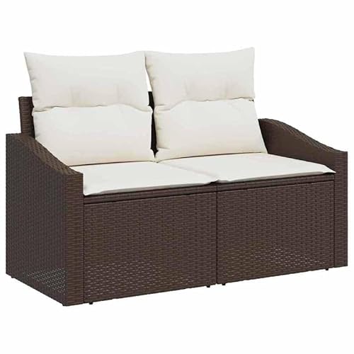 Eleganz Gartensofa aus Poly-Rattan mit Kissen – Braun 123x62x69cm – Wetterfest & Bequem für Garten, Terrasse oder Balkon – Modernes Design & Langlebig von Eleganz