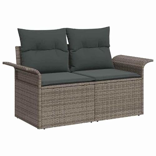 Eleganz Gartensofa aus Poly-Rattan mit Kissen Grau 141x62x69cm - Wetterfest & Bequem für Garten, Terrasse oder Balkon - Modernes Design & Langlebig von Eleganz