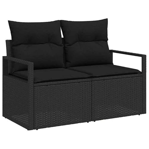 Eleganz Gartensofa aus Poly-Rattan mit Kissen - Modernes 3-Sitzer Gartenmöbel Set Schwarz 120x62x69cm - Wetterfest & Bequem für Terrasse, Balkon und Garten Eleganz Gartensofa aus Poly-Rattan mit Kissen - Modernes 3-Sitzer Gartenmöbel Set Schwarz 120x62x69cm - Wetterfest & Bequem für Terrasse, Balkon und Garten von Eleganz