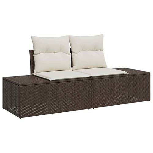 Eleganz Gartensofa mit Kissen aus Poly-Rattan Braun 123 x 62 x 69cm - Wetterfest & Bequem für Garten, Terrasse oder Balkon - Modernes Design & Langlebig von Eleganz