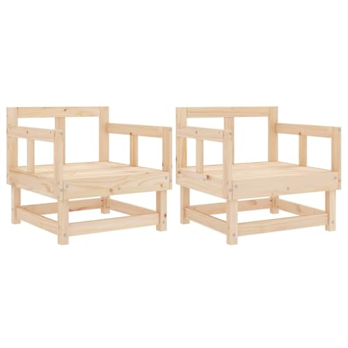 Eleganz Gartenstühle 2 STK. Massivholz Kiefer - Natürliche Gartensitzmöbel aus unbehandeltem Kiefernholz für Terrasse und Garten - Langlebig und umweltfreundlich von Eleganz
