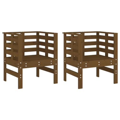 Eleganz Gartenstühle 2 STK. aus massivem Kiefernholz, honigbraun, 61,5x53x71 cm - langlebig, natürliches Design für Terrasse und Garten von Eleganz