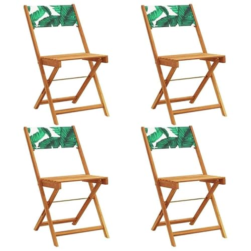 Eleganz Gartenstühle 4 STK. Klappbar aus massivem Akazienholz mit Öl-Finish und 100% Polyester Stoff - Robust & Wetterfest für Terrasse, Balkon oder Garten von Eleganz