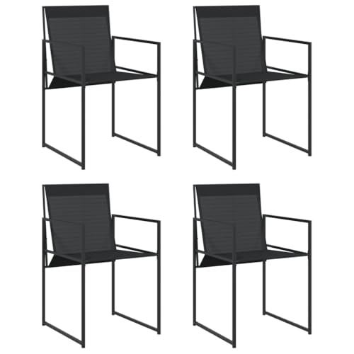 Eleganz Gartenstühle 4 STK. Schwarz - Textilene & Pulverbeschichteter Stahl - Langlebig & Komfortabel - Perfekt für Terrasse & Garten von Eleganz