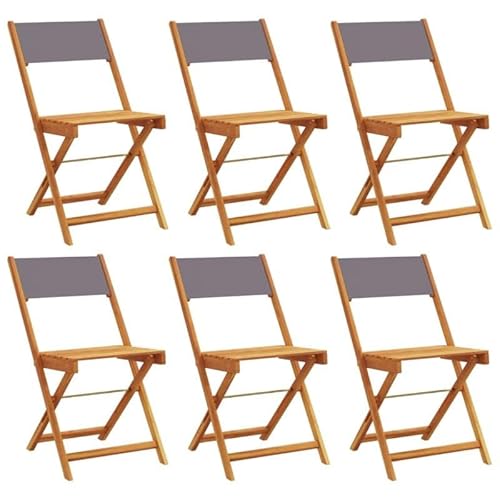 Eleganz Gartenstühle 6 STK. klappbar aus massivem Akazienholz mit Öl-Finish und 100% Polyester Stoff - perfekt für Garten, Terrasse oder Balkon - robust und komfortabel von Eleganz