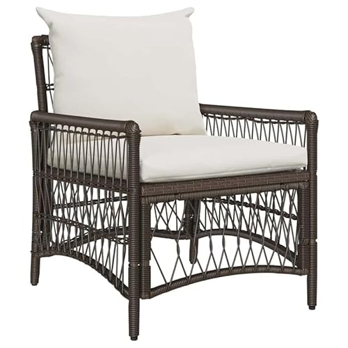 Eleganz Gartenstuhl aus Poly-Rattan 60 x 70 x 78 cm - Leichter und langlebiger Gartensessel für Terrasse, Balkon oder Garten - Wetterfest und pflegeleicht - Modernes Design in Braun von Eleganz