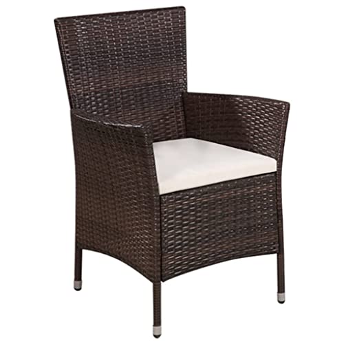 Eleganz Gartenstuhl und Hocker Set mit Polstern - PE Rattan & Stahlrahmen - Langlebig und Wetterfest - Perfekt für Terrasse und Garten von Eleganz