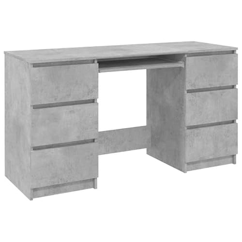 Eleganz Großraumbüro Schreibtisch Betongrau 140x50x77 cm aus Holzwerkstoff - Langlebiger Arbeitsplatz mit modernem Design von Eleganz