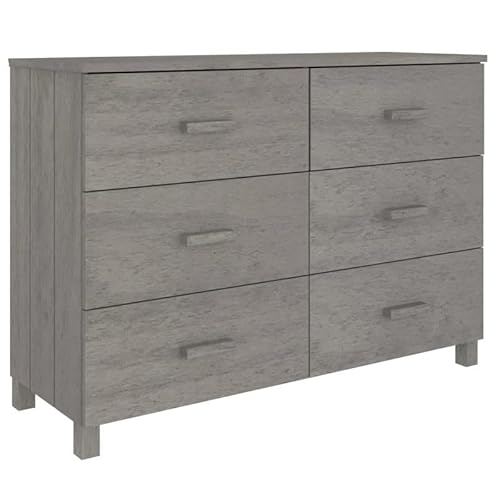 Eleganz HAMAR Sideboard Hellgrau aus Massivholz Kiefer 113x40x80 cm - Langlebiges Wohnzimmermöbel für Moderne Einrichtung von Eleganz