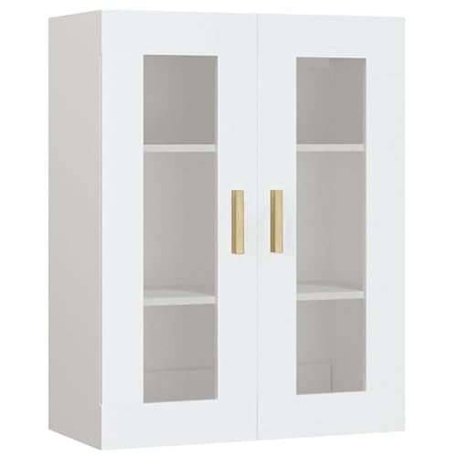 Eleganz Hängeschrank Weiß 69,5x34x90 cm aus Holzwerkstoff & Glas - Moderner Wandschrank für Wohnzimmer, Schlafzimmer oder Flur - Stauraum Lösung mit stilvollem Design von Eleganz