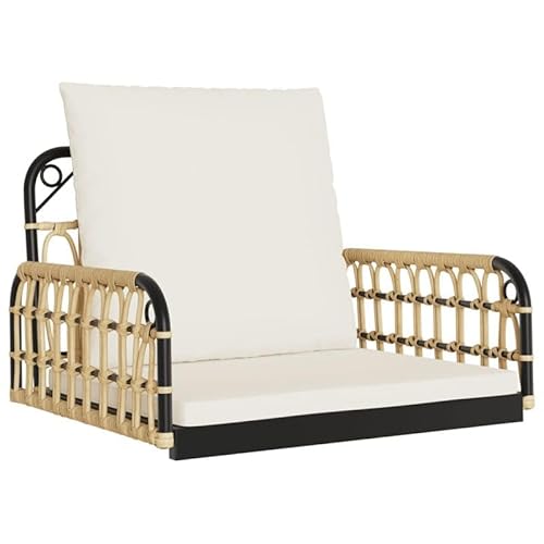 Eleganz Hängestuhl mit Kissen – Gartenstuhl aus Poly Rattan & Stahl (63x58x39 cm) – Bequemer Schaukelstuhl für Balkon, Terrasse oder Garten – Wetterfest & langlebig von Eleganz