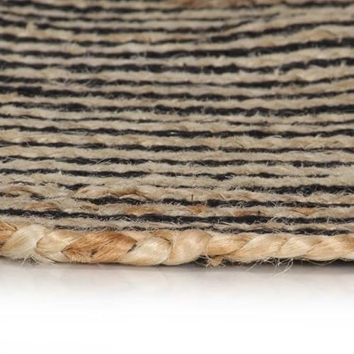 Eleganz Handgefertigter Jute-Teppich mit Spiralen-Design (90 cm) - Naturbelassen & Langlebig - 50% Jute & 50% Baumwolle - Perfekt für Wohnzimmer, Schlafzimmer oder Büro von Eleganz
