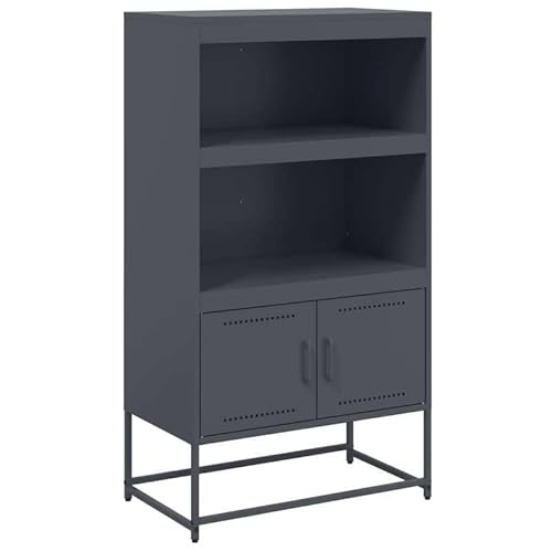 Eleganz Highboard Anthrazit für Wohnzimmer - Moderne TV-Schrank Kommode mit Stahlrahmen (68,5x38,5x123,5 cm) - Stauraum Lösung für Kleine Räume von Eleganz