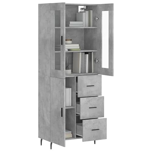Eleganz Highboard Betongrau 69,5x34x180 cm - Modernes Wohnzimmermöbel-Set aus Holzwerkstoff, Glas & Metall - Stilvolles Aufbewahrungsmöbel für Wohnzimmer Eleganz Highboard Betongrau 69,5x34x180 cm - Modernes Wohnzimmermöbel-Set aus Holzwerkstoff, Glas & Metall - Stilvolles Aufbewahrungsmöbel für Wohnzimmer von Eleganz