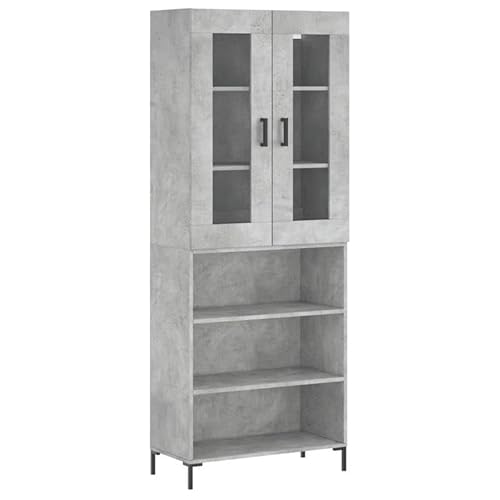 Eleganz Highboard Betongrau aus Holzwerkstoff – Moderner Wohnzimmerschrank für kleine Räume | Stilsicheres Möbelstück mit großem Stauraum (69,5x34x180 cm) von Eleganz