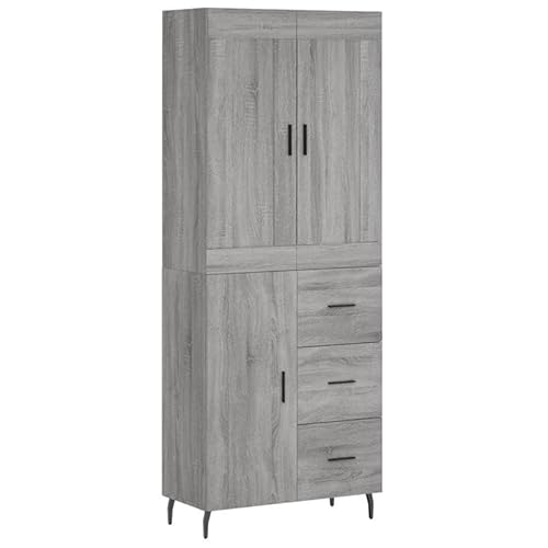 Eleganz Highboard Grau Sonoma 69,5x34x180 cm - Moderner Schrank aus Holzwerkstoff & Metall fürs Wohnzimmer - Stauraum Lösung mit stilvollem Design Eleganz Highboard Grau Sonoma 69,5x34x180 cm - Moderner Schrank aus Holzwerkstoff & Metall fürs Wohnzimmer - Stauraum Lösung mit stilvollem Design von Eleganz