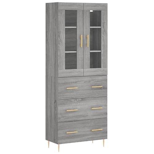 Eleganz Highboard Grau Sonoma 69,5x34x180 cm - Modernes Wohnzimmermöbel aus Holzwerkstoff, Platzsparend & Stilvoll - Ideal für kleine Räume Eleganz Highboard Grau Sonoma 69,5x34x180 cm - Modernes Wohnzimmermöbel aus Holzwerkstoff, Platzsparend & Stilvoll - Ideal für kleine Räume von Eleganz