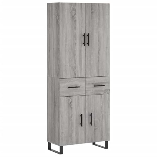 Eleganz Highboard Grau Sonoma 69,5x34x180 cm - Modernes Wohnzimmerschrank-Set aus Holzwerkstoff & Metall - Stauraumlösung für kleine Räume Eleganz Highboard Grau Sonoma 69,5x34x180 cm - Modernes Wohnzimmerschrank-Set aus Holzwerkstoff & Metall - Stauraumlösung für kleine Räume von Eleganz