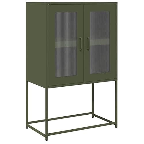 Eleganz Highboard Olivgrün 68x39x107 cm - Wohnzimmermöbel-Set aus Stahl | Modernes Aufbewahrungsmöbel für Wohnzimmer | Stabile & langlebige Schrankkommode von Eleganz