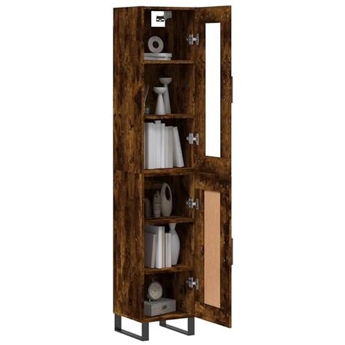 Eleganz Highboard Räuchereiche 34,5x34x180 cm aus Holzwerkstoff mit Glas und Eisen - Modernes Wohnzimmermöbel-Set für kleine Räume - Stilvoll und Platzsparend Eleganz Highboard Räuchereiche 34,5x34x180 cm aus Holzwerkstoff mit Glas und Eisen - Modernes Wohnzimmermöbel-Set für kleine Räume - Stilvoll und Platzsparend von Eleganz