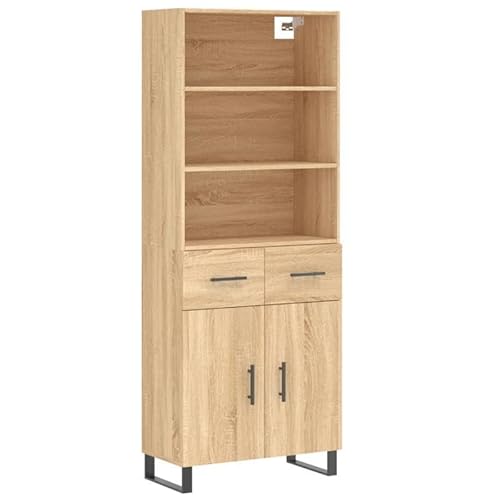 Eleganz Highboard Sonoma-Eiche 69,5x34x180 cm aus Holzwerkstoff & Metall - Modernes Wohnzimmermöbel-Set für Kleine Räume - Stauraum-Lösung mit Stil Eleganz Highboard Sonoma-Eiche 69,5x34x180 cm aus Holzwerkstoff & Metall - Modernes Wohnzimmermöbel-Set für Kleine Räume - Stauraum-Lösung mit Stil von Eleganz