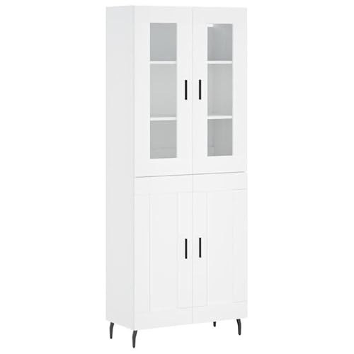Eleganz Highboard Weiß 69,5x34x180 cm aus Holzwerkstoff mit Glas und Metall - Modernes Wohnzimmermöbel-Set für kleine Räume - Stauraumlösung mit stilvollem Design Eleganz Highboard Weiß 69,5x34x180 cm aus Holzwerkstoff mit Glas und Metall - Modernes Wohnzimmermöbel-Set für kleine Räume - Stauraumlösung mit stilvollem Design von Eleganz