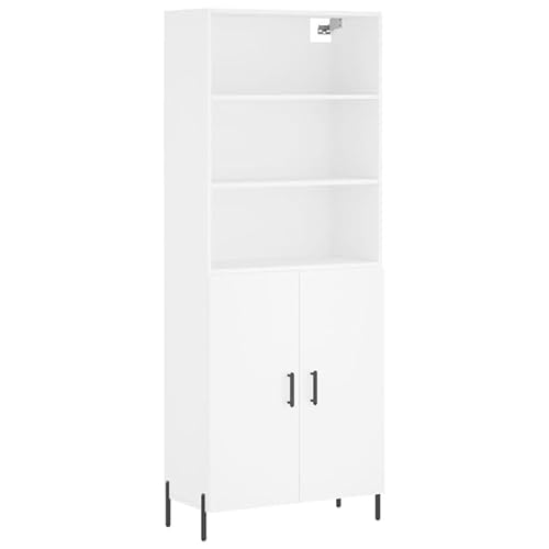 Eleganz Highboard Weiß 69,5x34x180 cm aus Holzwerkstoff & Metall - Modernes Wohnzimmermöbel-Set mit Stauraum für Kleine Räume - Langlebig & Stilvoll Eleganz Highboard Weiß 69,5x34x180 cm aus Holzwerkstoff & Metall - Modernes Wohnzimmermöbel-Set mit Stauraum für Kleine Räume - Langlebig & Stilvoll von Eleganz