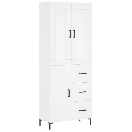 Eleganz Highboard Weiß aus Holzwerkstoff & Metall | Modernes Wohnzimmermöbel-Set | Platzsparend & Stilvoll | Ideal für kleine Wohnungen | 69,5x34x180 cm Eleganz Highboard Weiß aus Holzwerkstoff & Metall | Modernes Wohnzimmermöbel-Set | Platzsparend & Stilvoll | Ideal für kleine Wohnungen | 69,5x34x180 cm von Eleganz