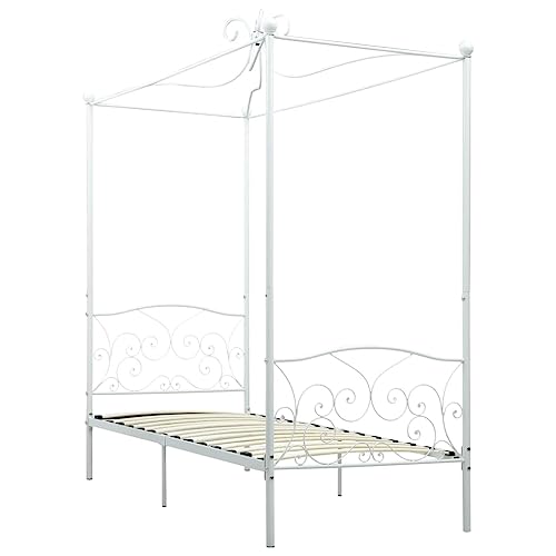 Eleganz Himmelbett-Gestell Weiß Metall 90x200 cm - Stilvolles Bettgestell mit Stauraum für Schlafzimmer, Langlebig & Stabil - Modernes Design für Erholsamen Schlaf Eleganz Himmelbett-Gestell Weiß Metall 90x200 cm - Stilvolles Bettgestell mit Stauraum für Schlafzimmer, Langlebig & Stabil - Modernes Design für Erholsamen Schlaf von Eleganz