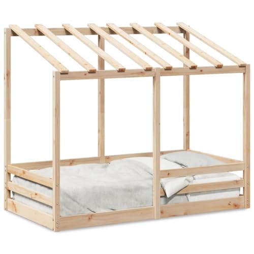 Eleganz Kinderbett mit Dach 70x140 cm aus Massivholz Kiefer - Stilvolles & Langlebiges Babybett für Kinderzimmer, Schlafzimmer oder Kleinkindbereich | Natürliche Holzoptik & Stabile Konstruktion von Eleganz