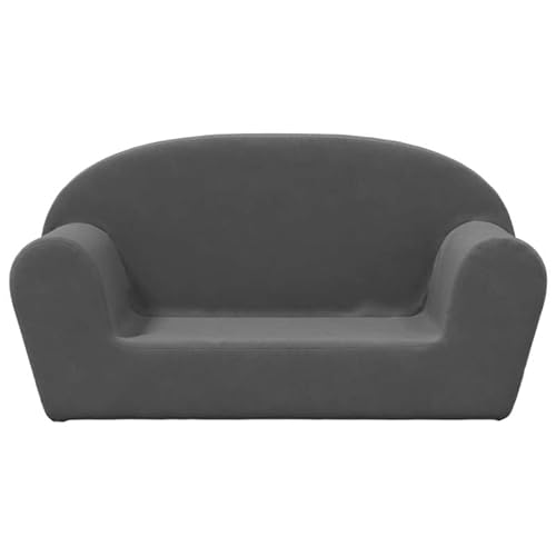 Eleganz Kindersofa 2-Sitzer aus weichem Plüsch (100% Polyester) - Gemütliches Kinderzimmer Möbelstück für Kleinkinder | Anthrazit von Eleganz