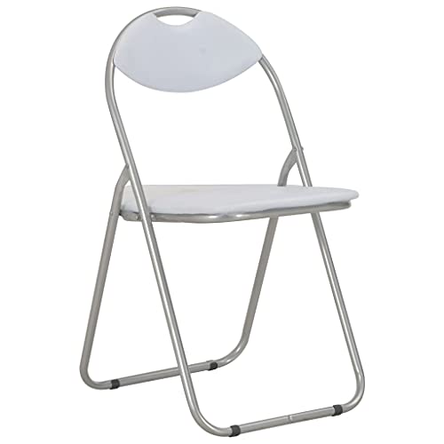 Eleganz Klappbare Esszimmerstühle 2er Set Weiß Kunstleder - Platzsparende Stapelstühle für Küche, Wohnzimmer & Garten - Leicht & Wartungsarm von Eleganz