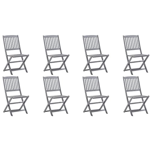 Eleganz Klappbare Gartenstühle 8 STK. mit Kissen aus Massivholz Akazie - Langlebig & Komfortabel für Terrasse, Balkon und Garten - Perfekt für Familienfeiern und Outdoor-Events von Eleganz