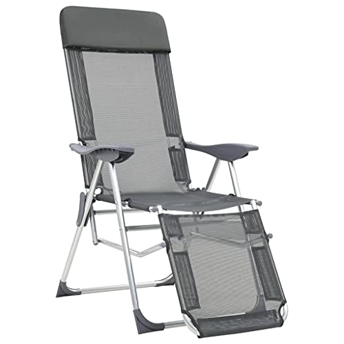 Eleganz Klappbare Liegestühle mit Fußteil 2 STK. Grau Textilene & Aluminium – Leicht & Langlebig für Garten, Terrasse & Pool von Eleganz