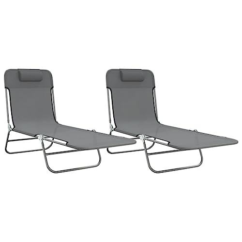 Eleganz Klappbare Sonnenliegen 2 STK. – Stahl & Textilene – Gartenbetten für Terrasse & Pool – Robust & Leicht zu transportieren von Eleganz
