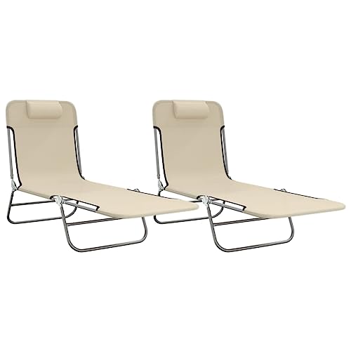 Eleganz Klappbare Sonnenliegen 2 STK. aus Stahl und Textilene - Perfekt für Gartenbetten, langlebig und komfortabel von Eleganz
